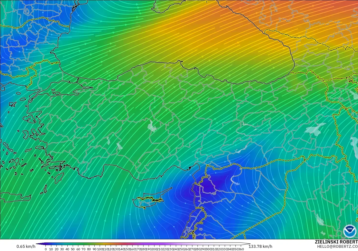 GFS model - Türkiye, 300 hPa Rüzgârı (jet)