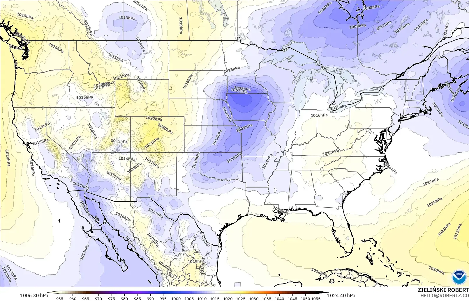 GFS model - Amerika Birleşik Devletleri, Basınç