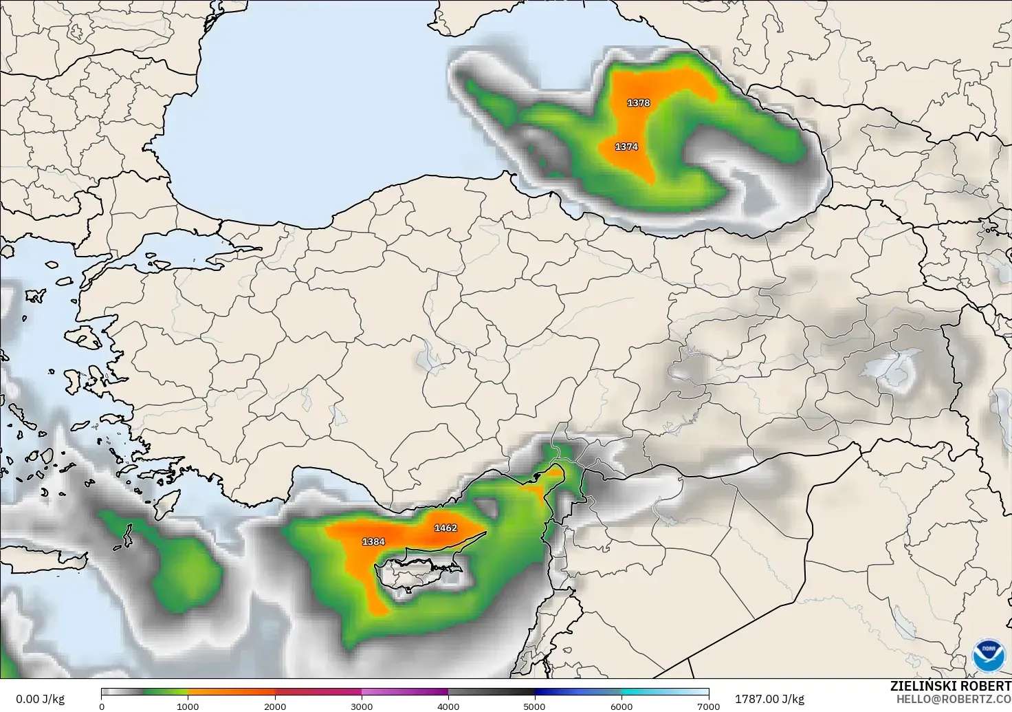 GFS model - Türkiye, CAPE