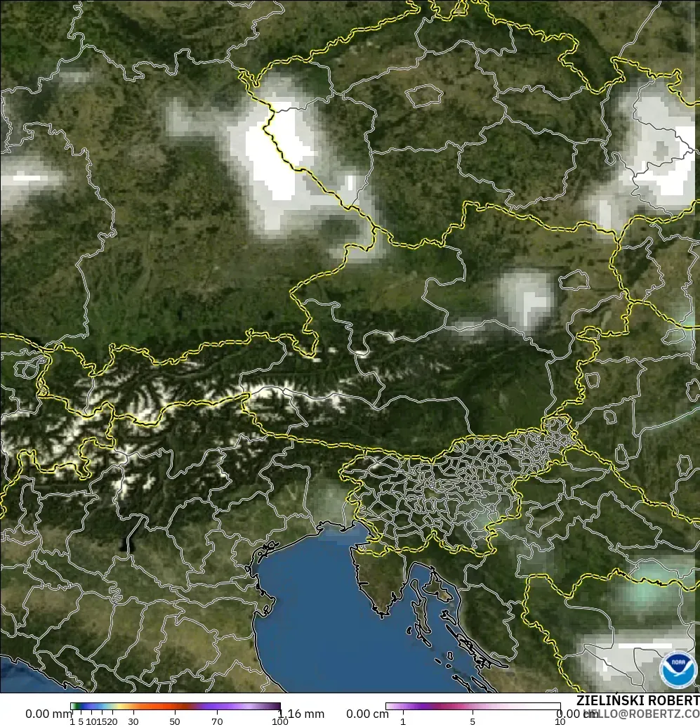 GFS model - Avusturya, Yağış, Bulut ve Basınç