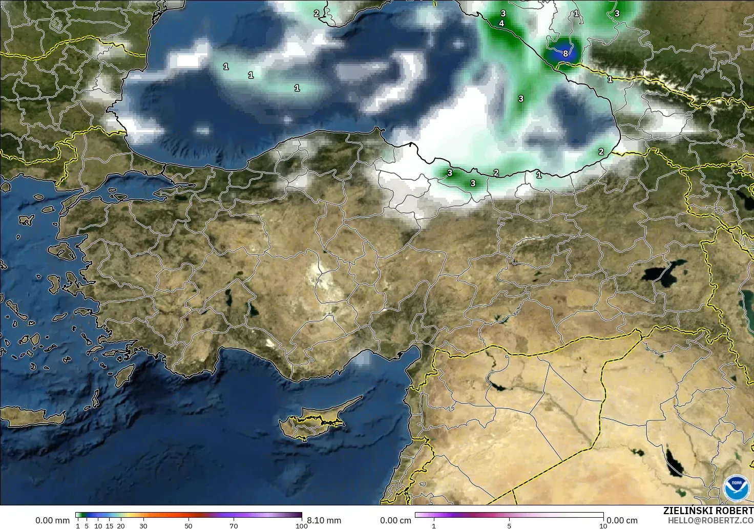 GFS model - Türkiye, Yağış, Bulut ve Basınç