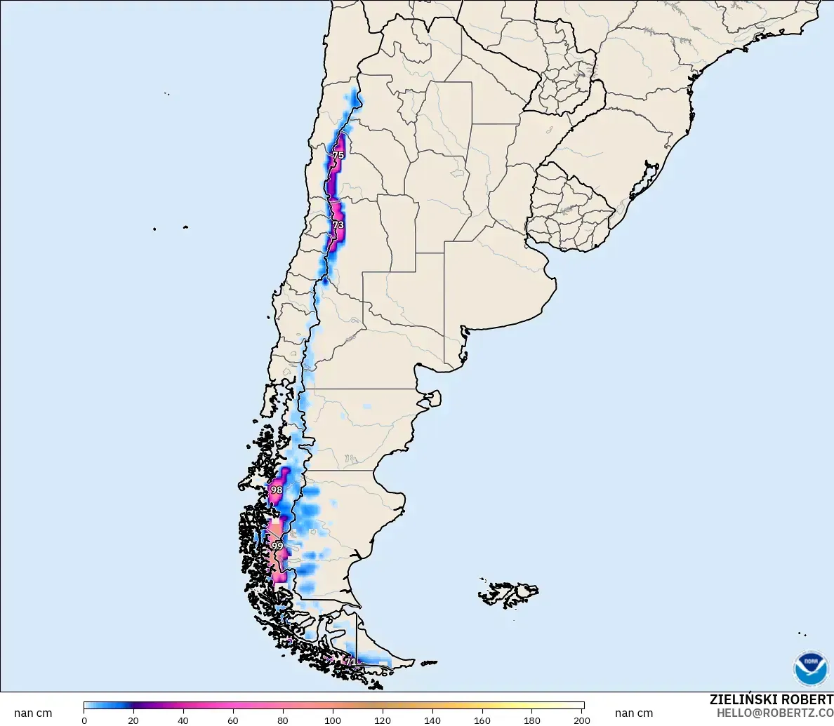 GFS model - Arjantin, Kar Kalınlığı