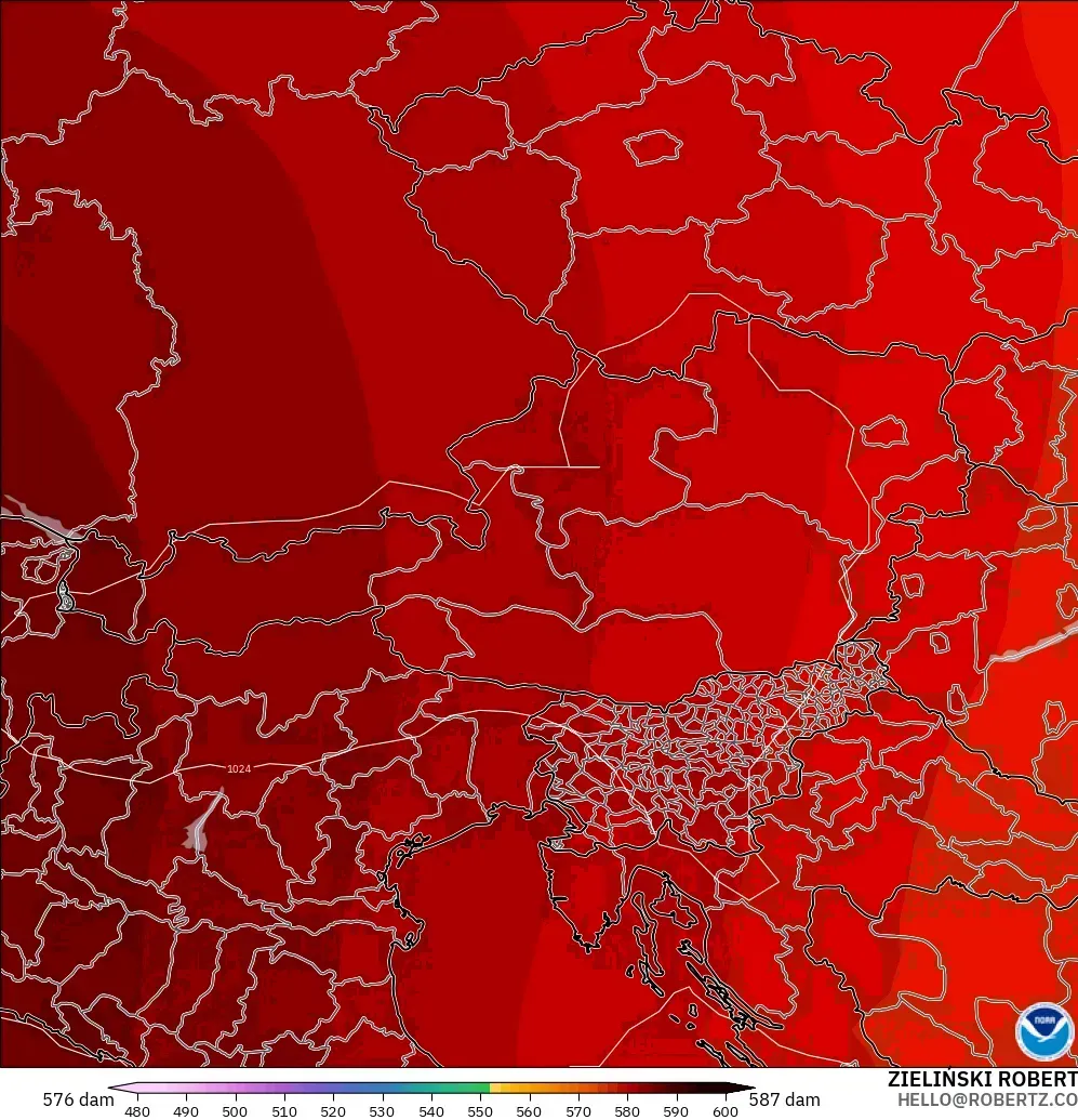 GFS model - Avusturya, 500 hPa’da jeopotansiyel yükseklik