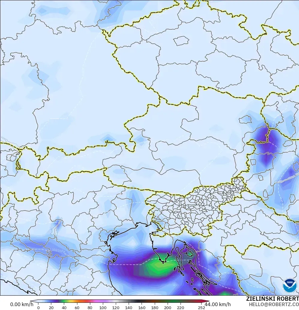 GFS model - Avusturya, Rüzgâr Esintileri