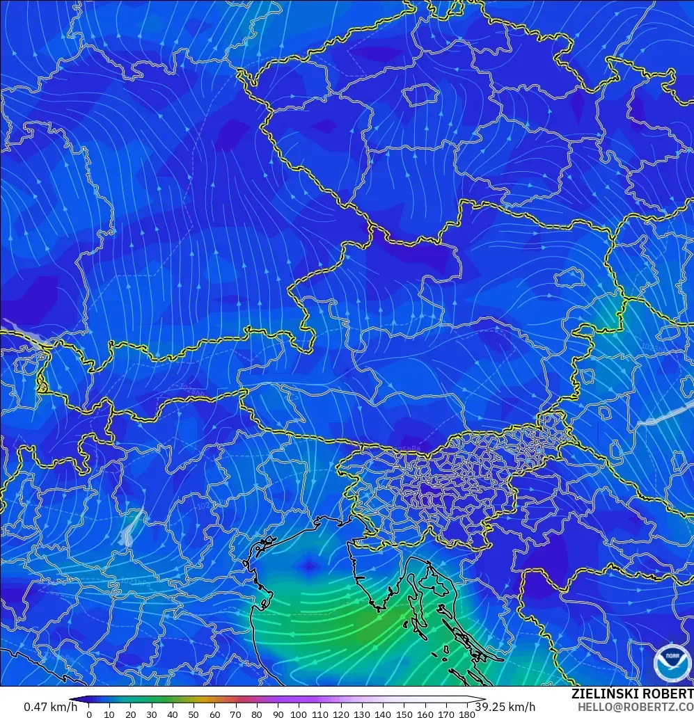 GFS model - Avusturya, 10 m Rüzgâr