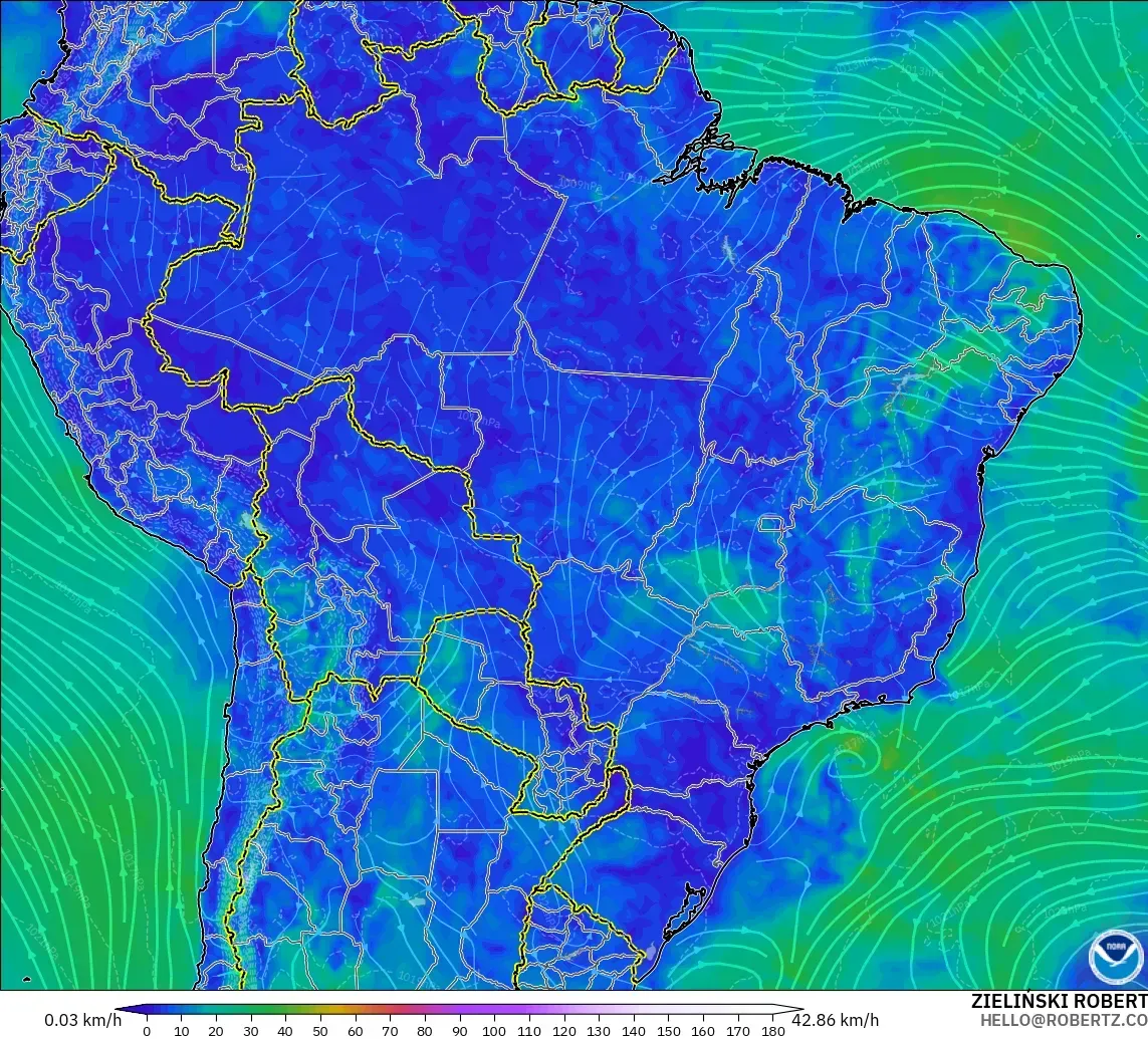 GFS model - Brezilya, 10 m Rüzgâr