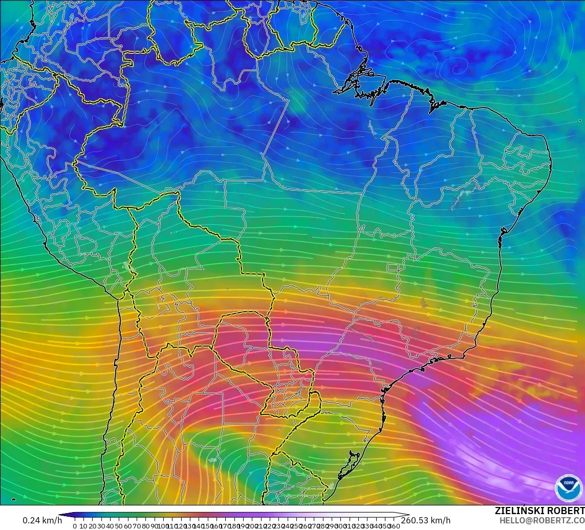 GFS model - Brezilya, 300 hPa Rüzgârı (jet)