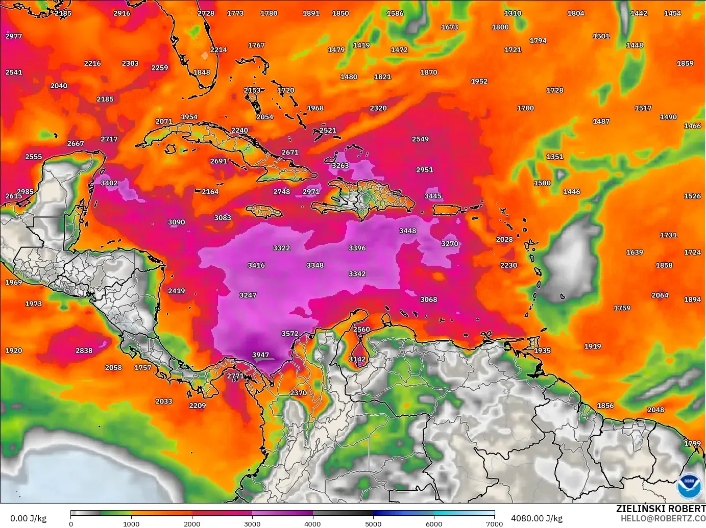GFS model - Karayipler, CAPE