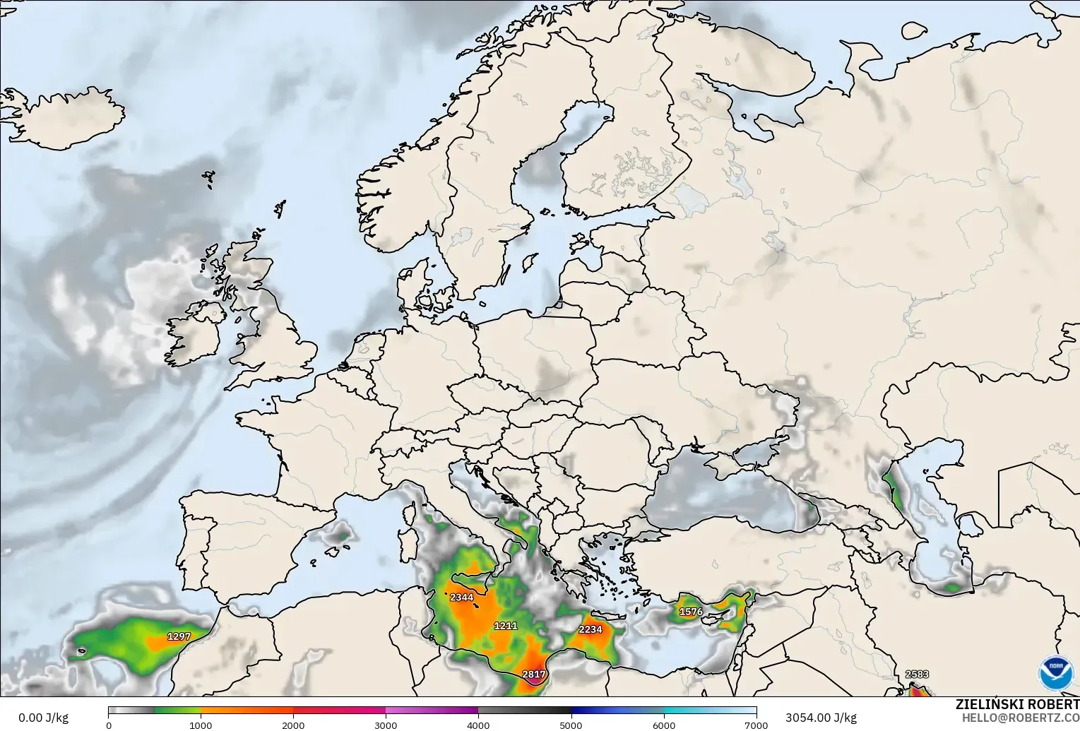 GFS model - Avrupa, CAPE