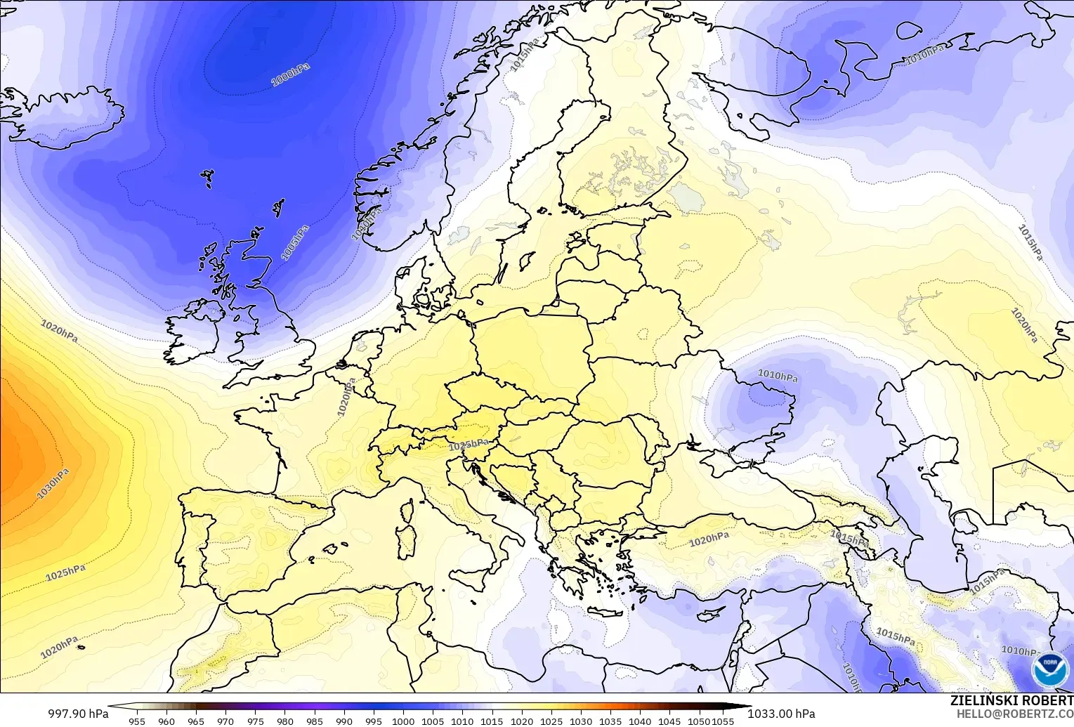 GFS model - Avrupa, Basınç