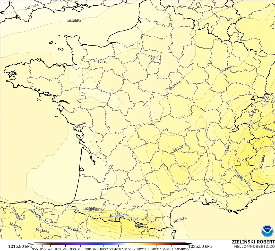 GFS model - Fransa, Basınç