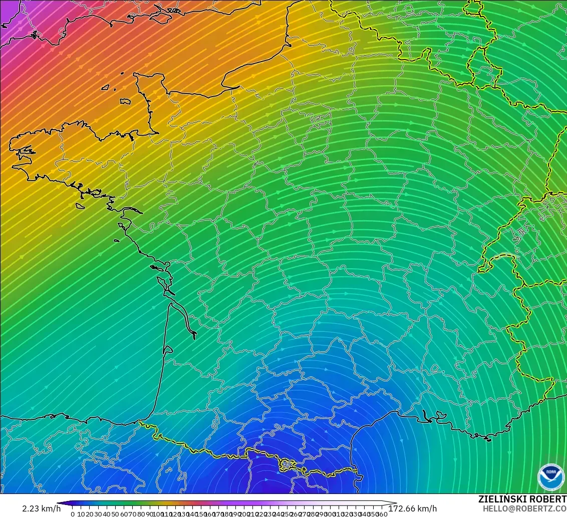 GFS model - Fransa, 300 hPa Rüzgârı (jet)