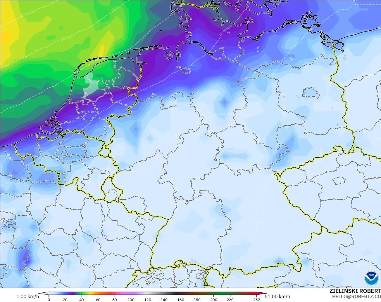 GFS model - Almanya, En Yüksek Rüzgâr