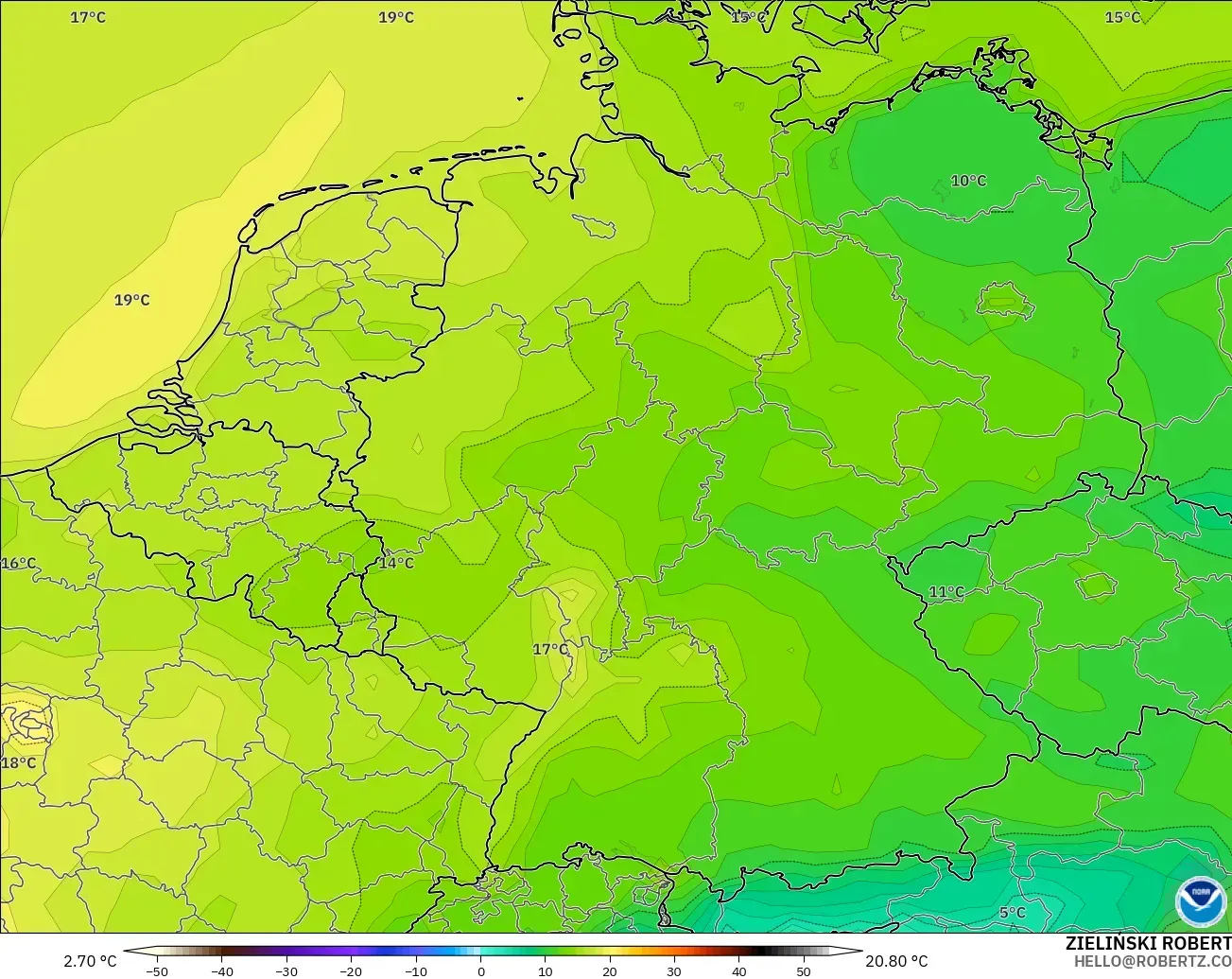 GFS model - Almanya, 2 m Sıcaklık