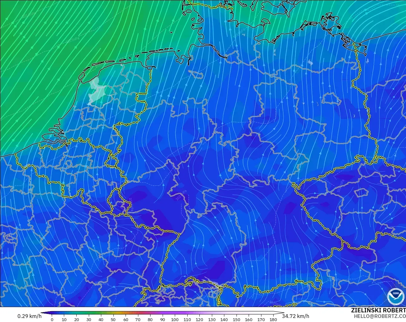 GFS model - Almanya, 10 m Rüzgâr
