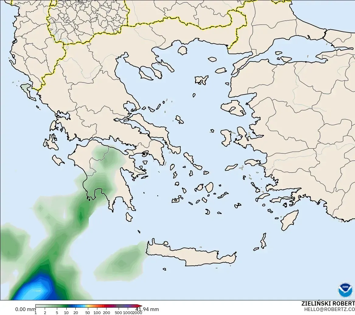 GFS model - Yunanistan, Yağış Birikimi