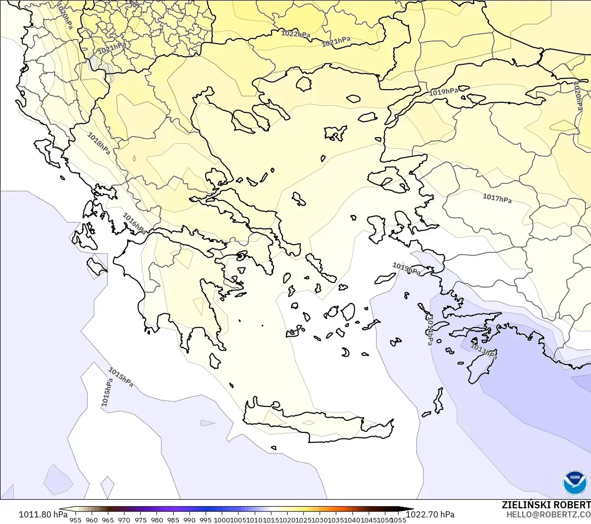 GFS model - Yunanistan, Basınç