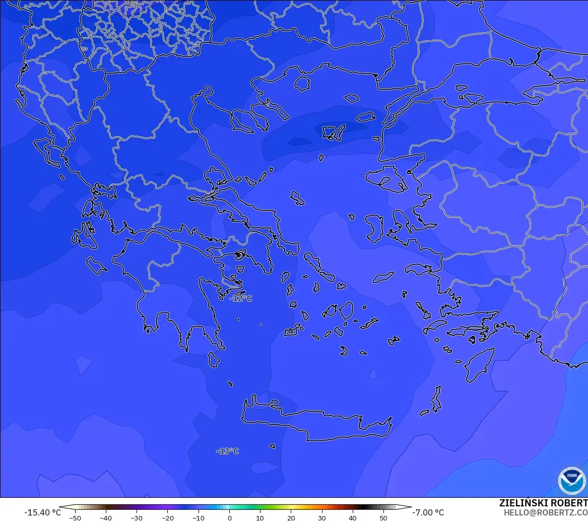 GFS model - Yunanistan, 500 hPa Sıcaklık