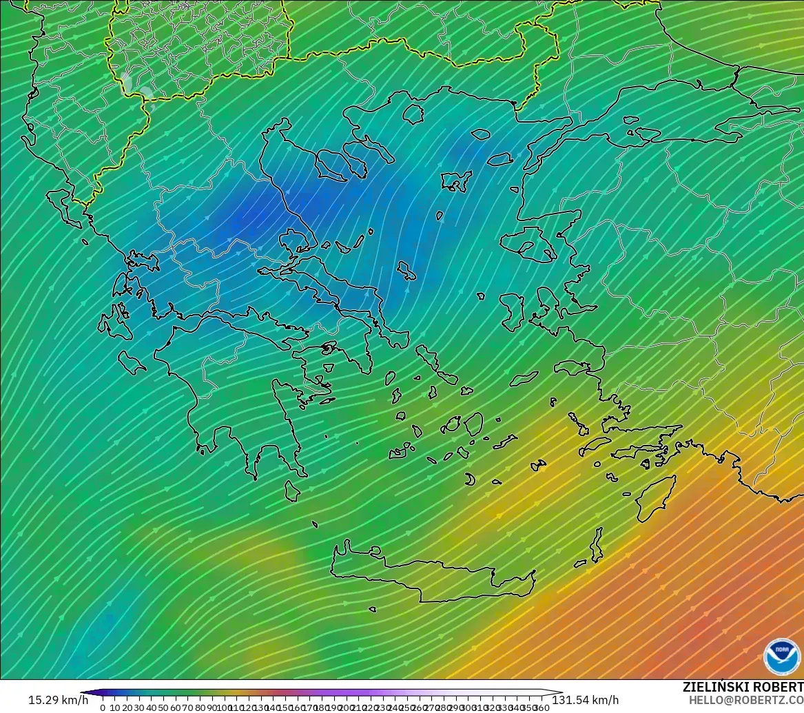 GFS model - Yunanistan, 300 hPa Rüzgârı (jet)