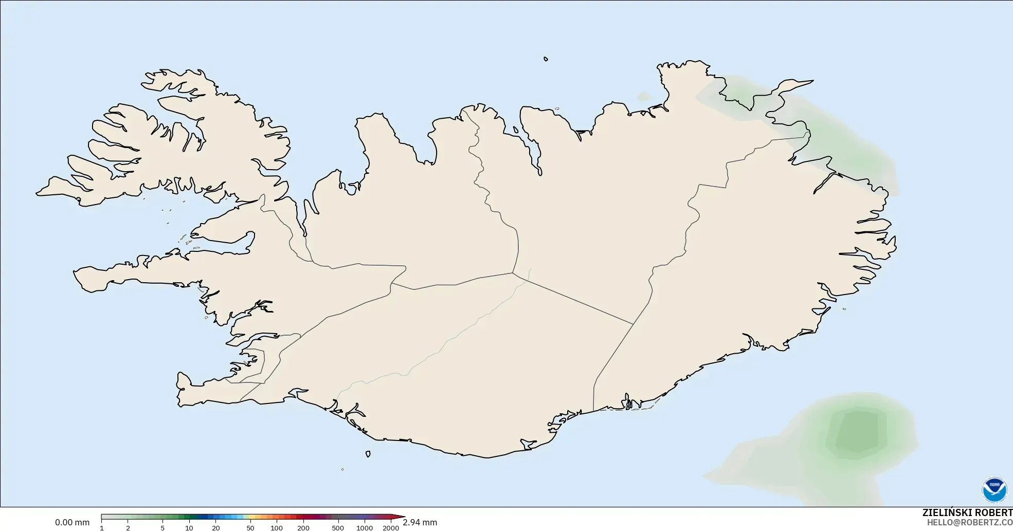 GFS model - İzlanda, Yağış Birikimi