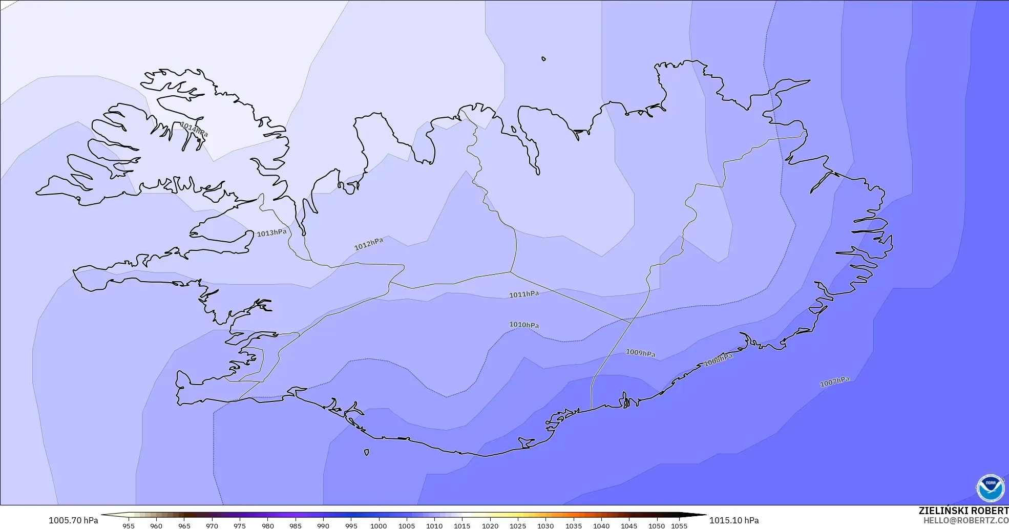 GFS model - İzlanda, Basınç
