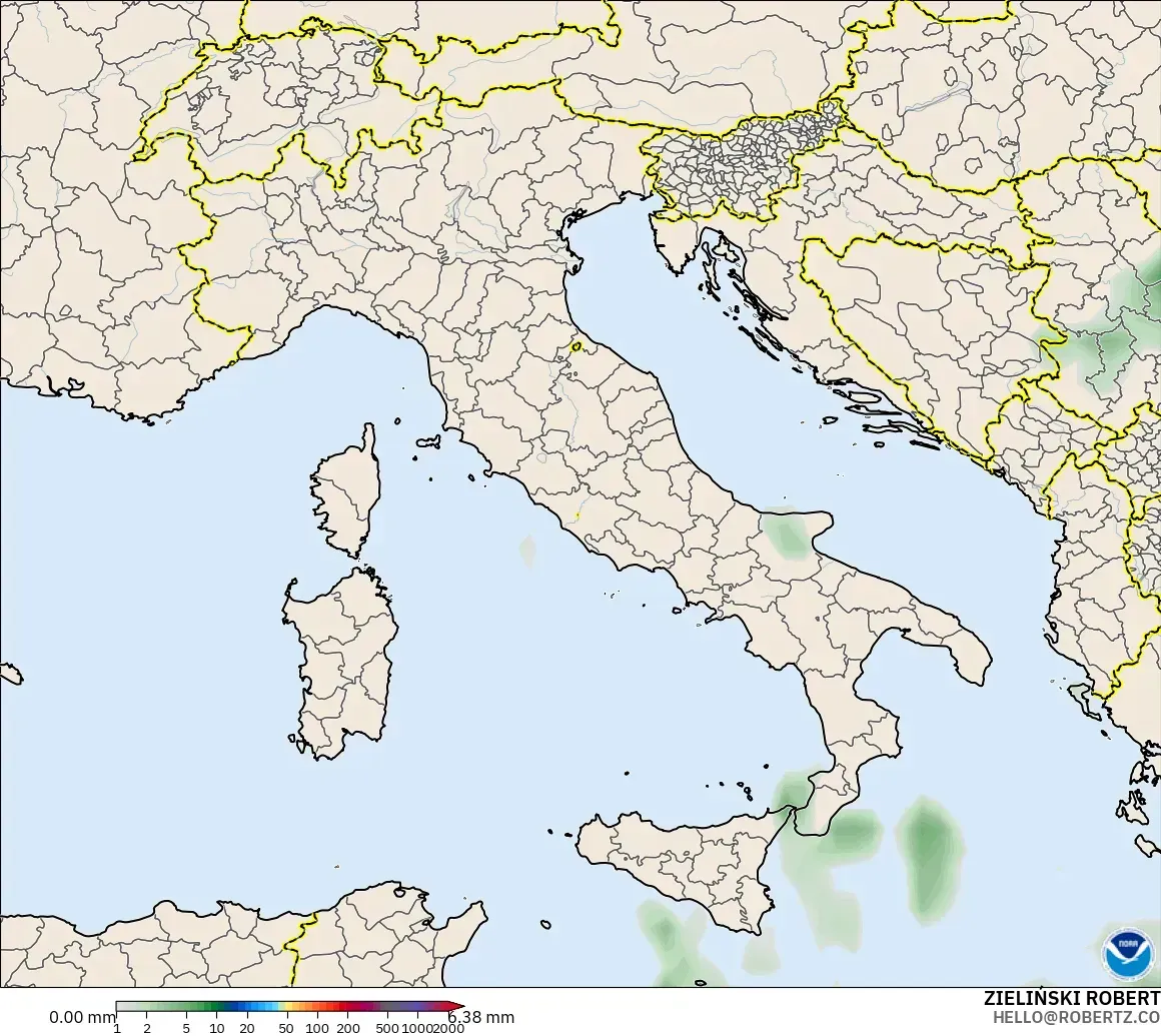 GFS model - İtalya, Yağış Birikimi