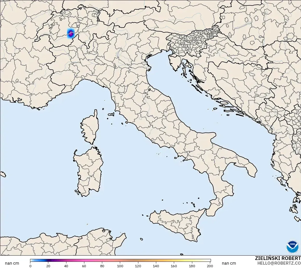 GFS model - İtalya, Kar Kalınlığı