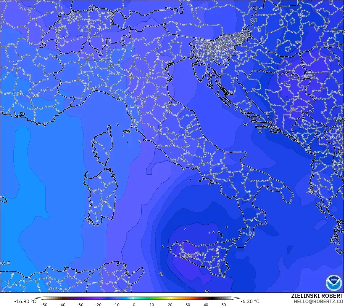 GFS model - İtalya, 500 hPa Sıcaklık