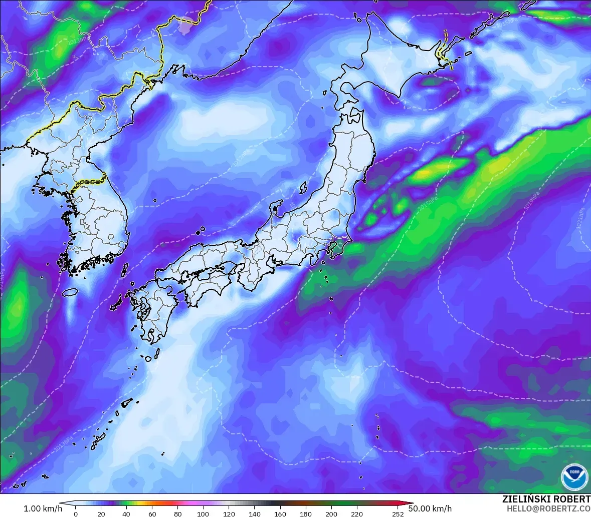 GFS model - Japonya, Rüzgâr Esintileri