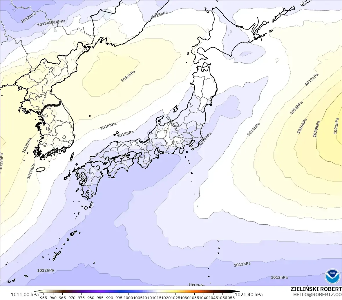 GFS model - Japonya, Basınç