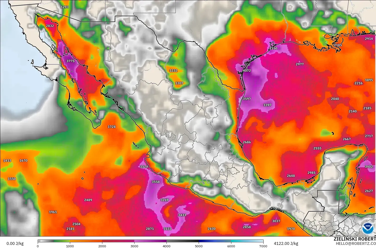 GFS model - Meksika, CAPE