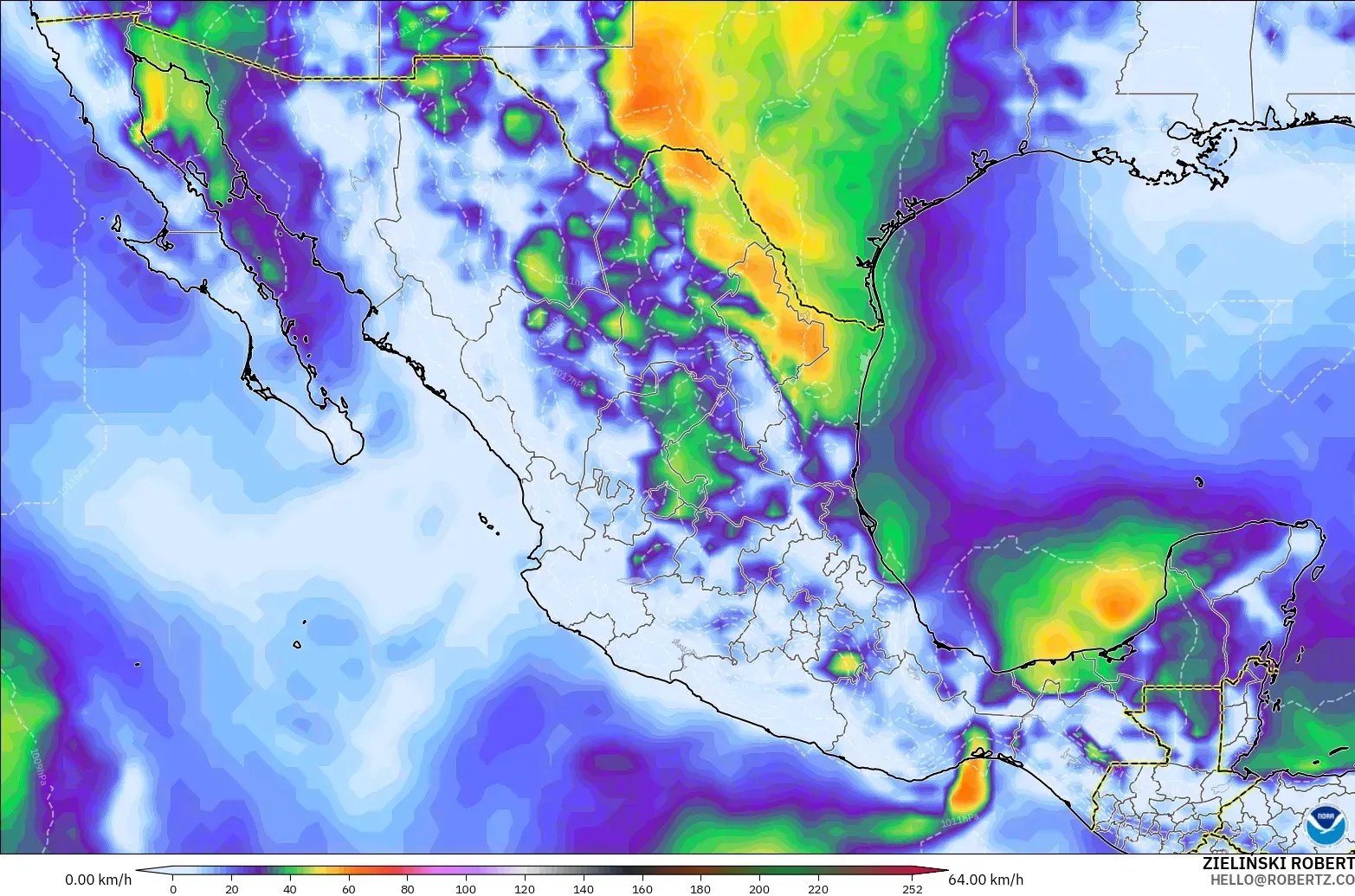 GFS model - Meksika, Rüzgâr Esintileri