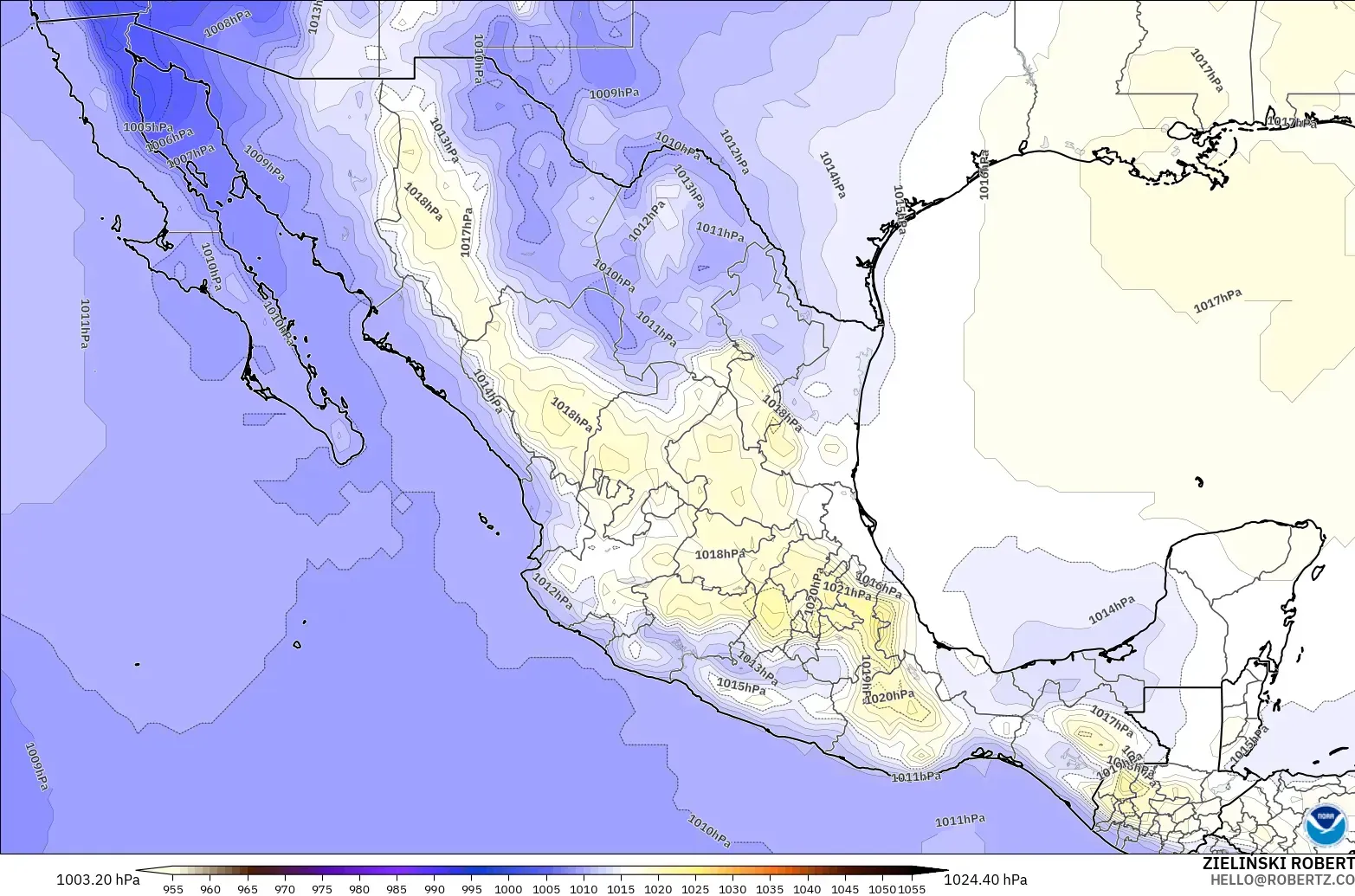 GFS model - Meksika, Basınç