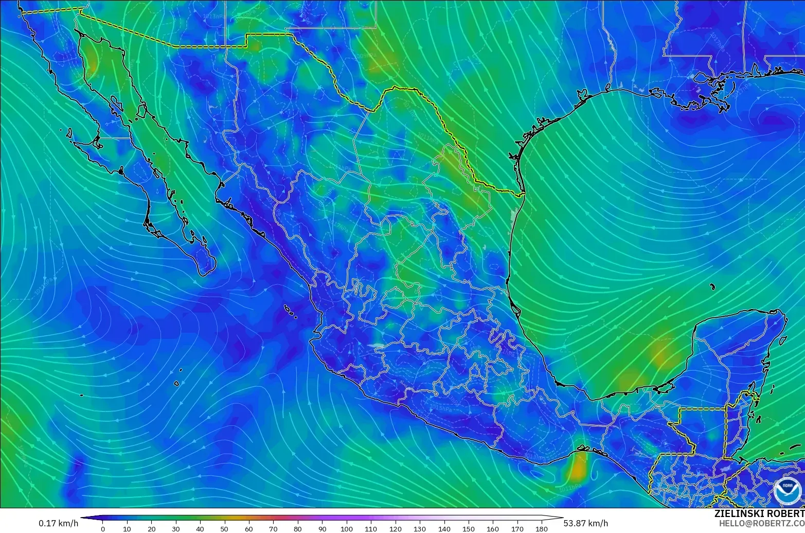 GFS model - Meksika, 10 m Rüzgâr