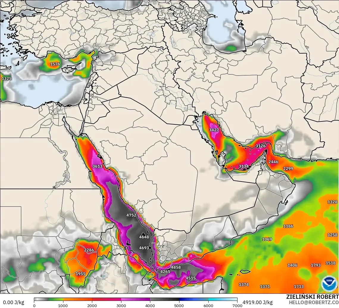 GFS model - Orta Doğu, CAPE