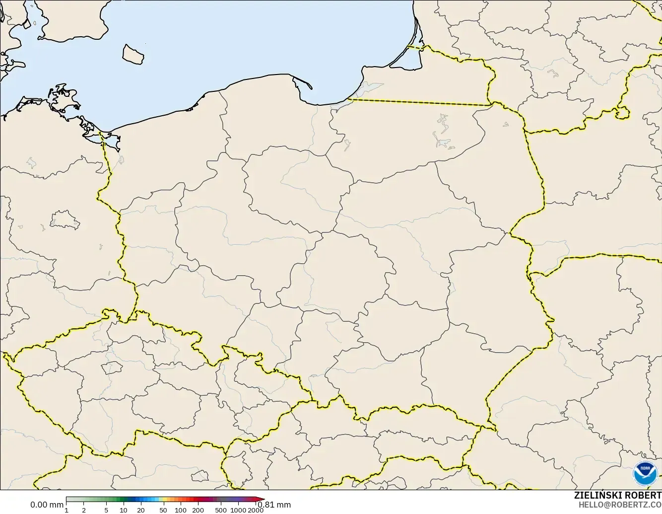 GFS model - Polonya, Yağış Birikimi