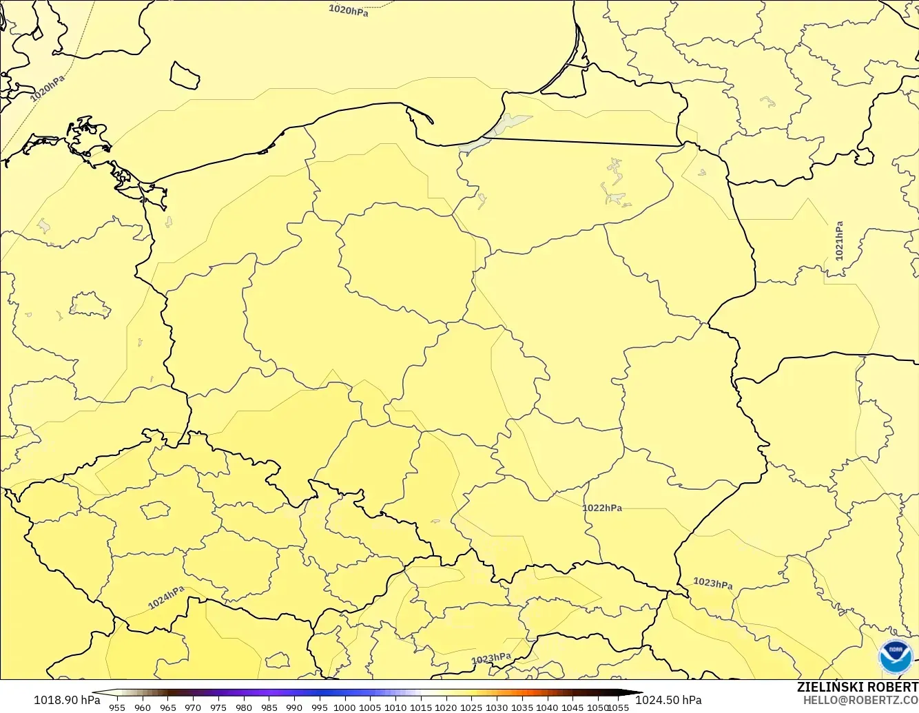 GFS model - Polonya, Basınç