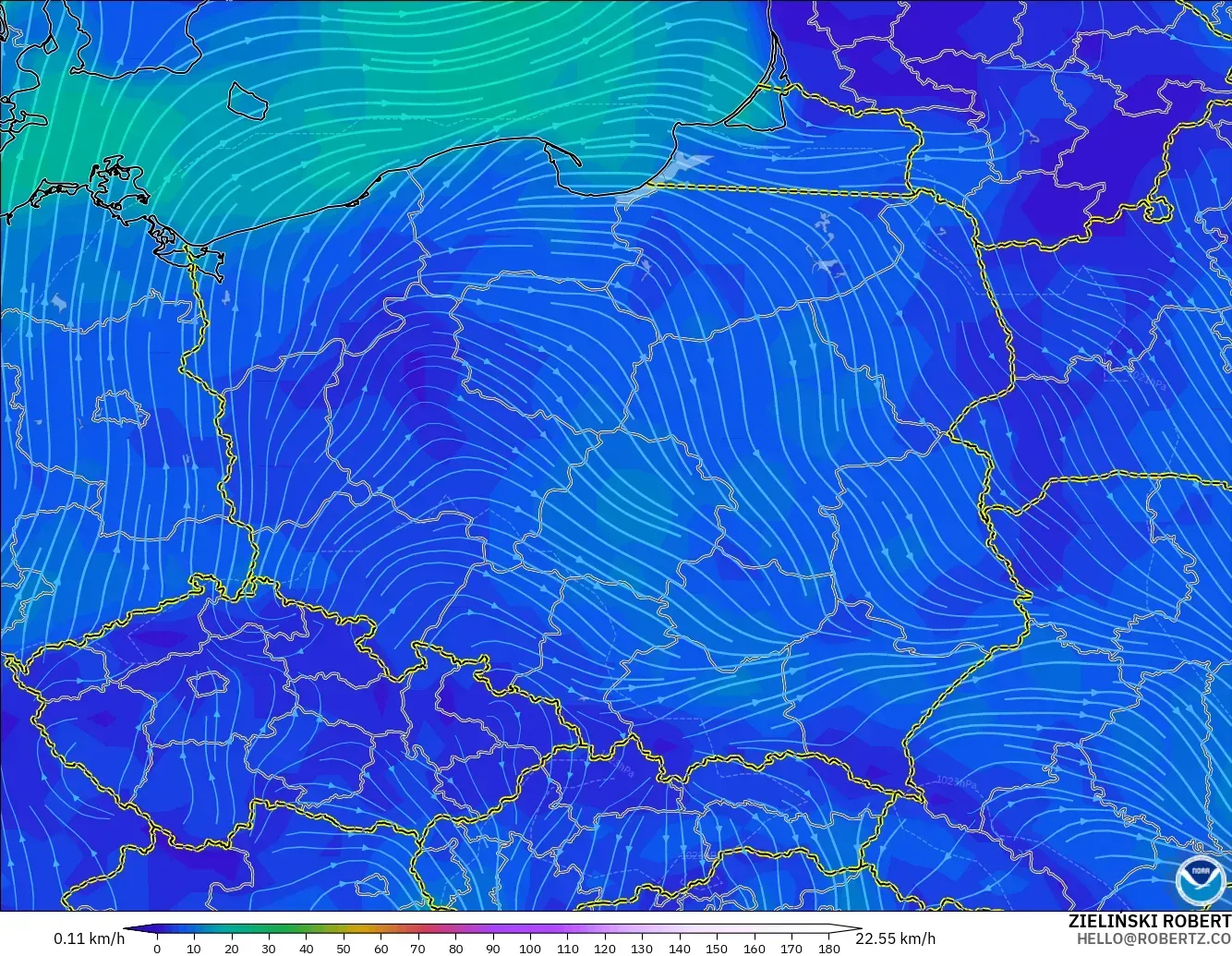 GFS model - Polonya, 10 m Rüzgâr