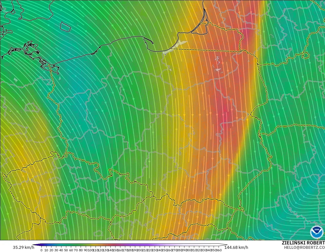 GFS model - Polonya, 300 hPa Rüzgârı (jet)
