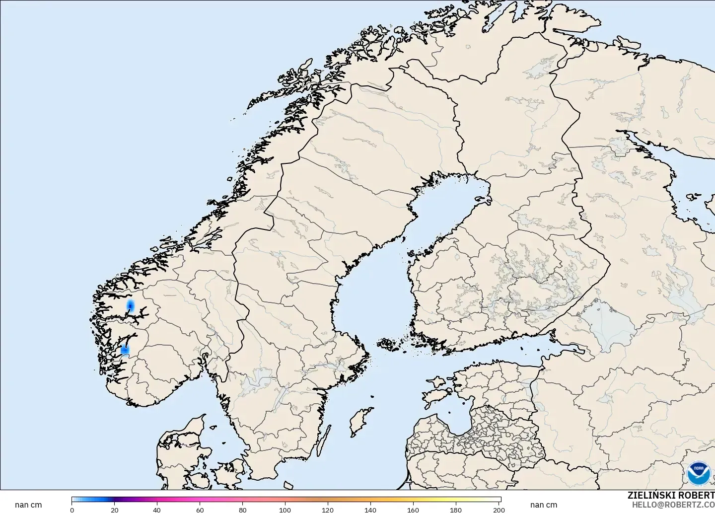 GFS model - İskandinavya, Kar Kalınlığı