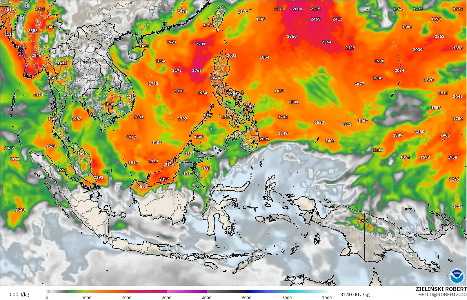 GFS model - Güneydoğu Asya, CAPE
