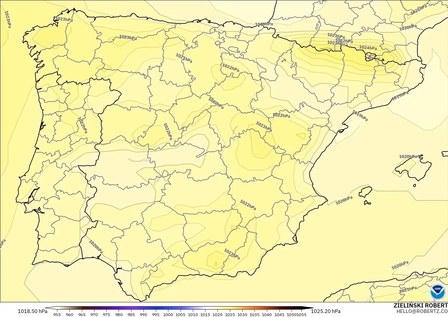 GFS model - İspanya, Basınç