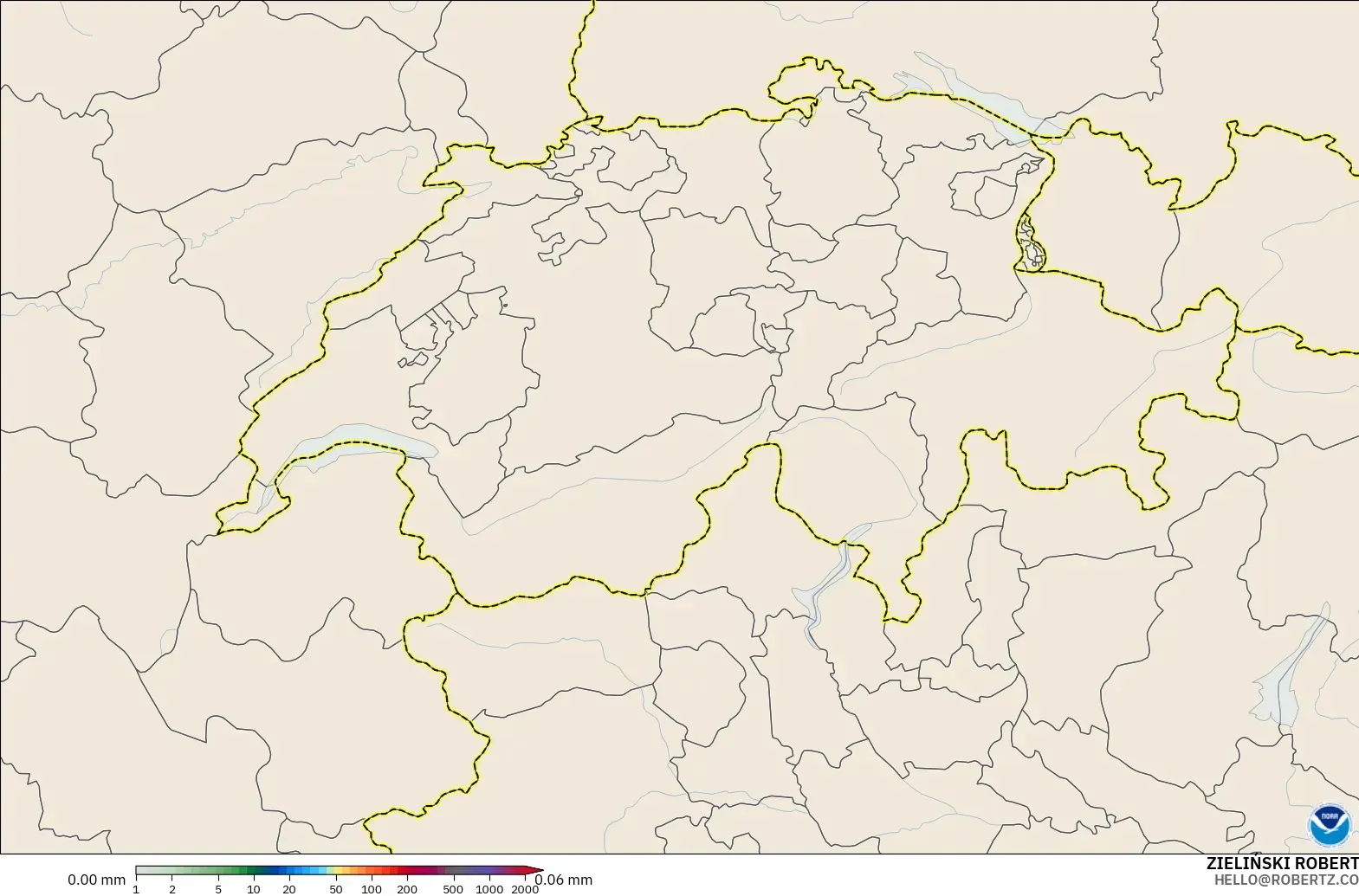 GFS model - İsviçre, Yağış Birikimi