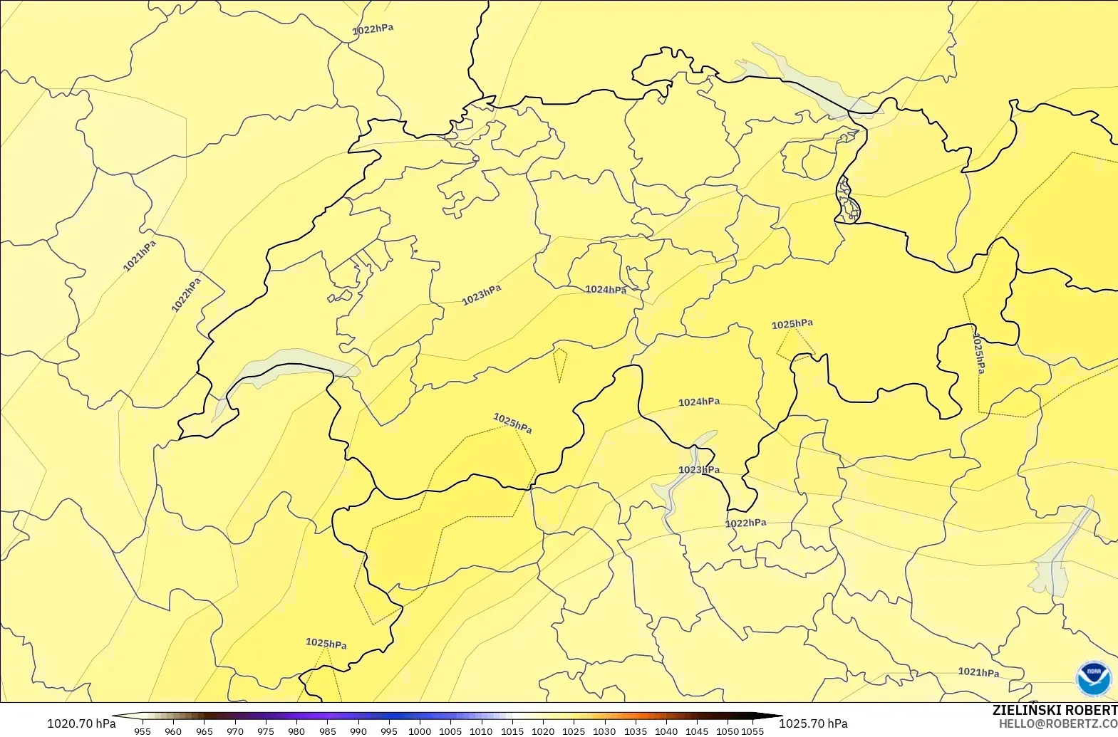 GFS model - İsviçre, Basınç