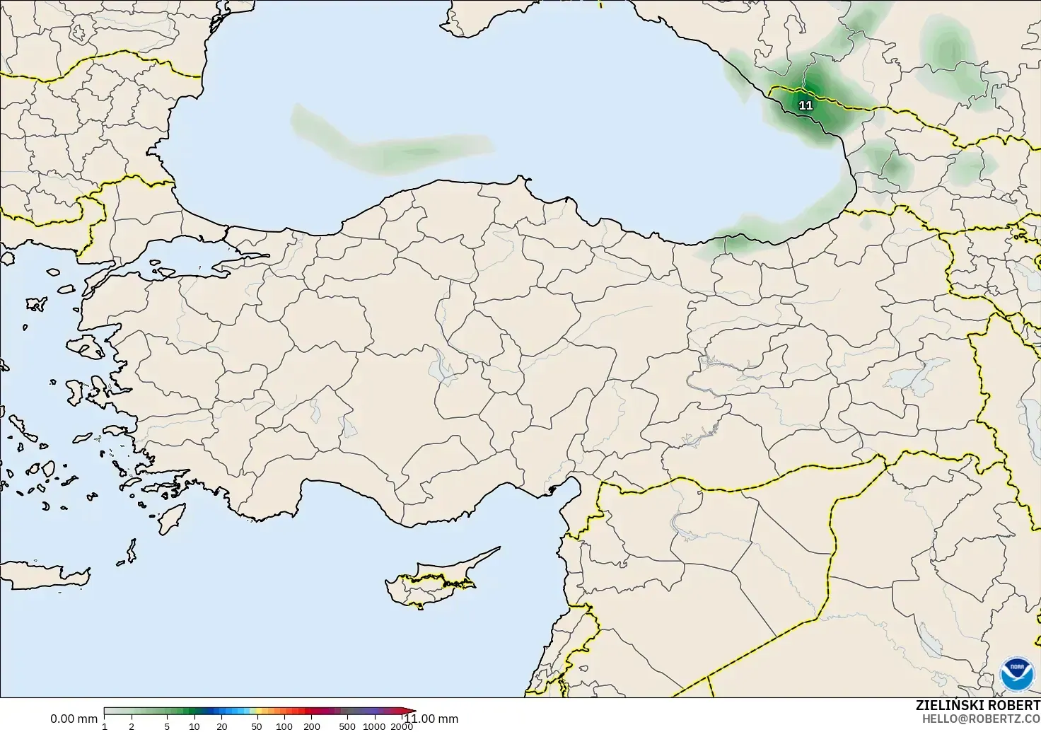 GFS model - Türkiye, Yağış Birikimi