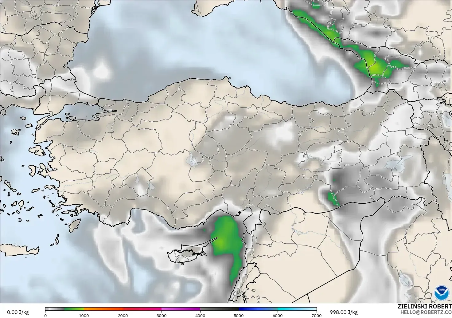 GFS model - Türkiye, CAPE