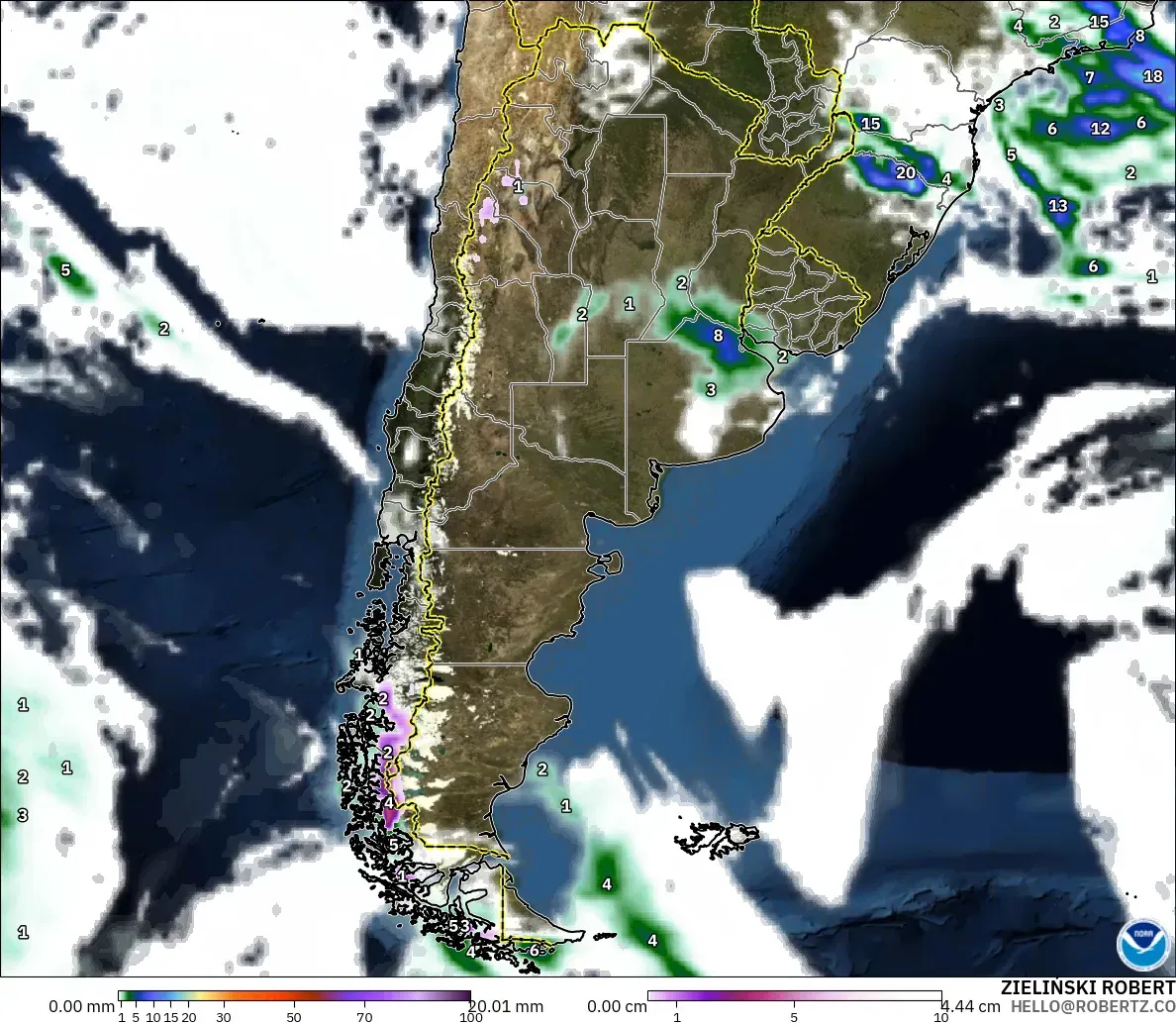 GFS model - Arjantin, Yağış, Bulut ve Basınç