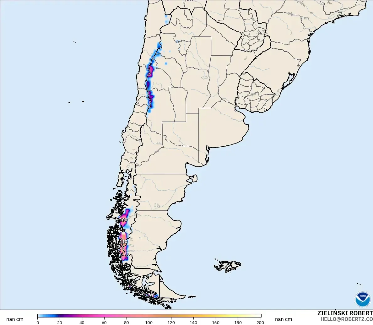 GFS model - Arjantin, Kar Kalınlığı