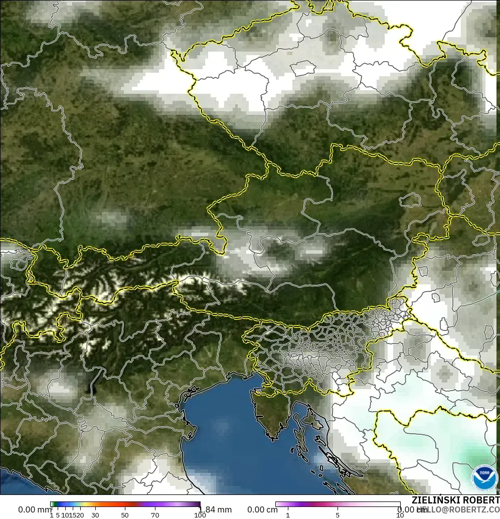 GFS model - Avusturya, Yağış, Bulut ve Basınç