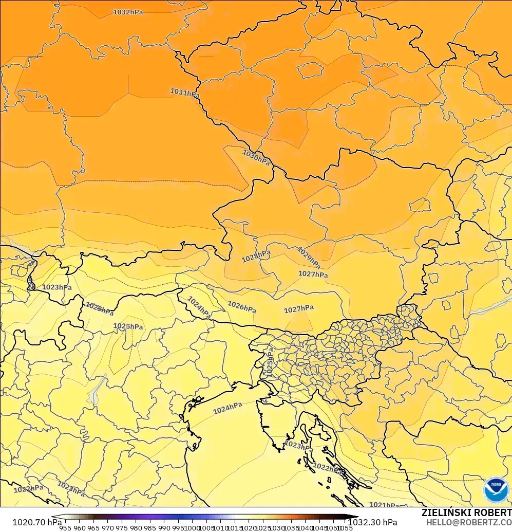 GFS model - Avusturya, Basınç